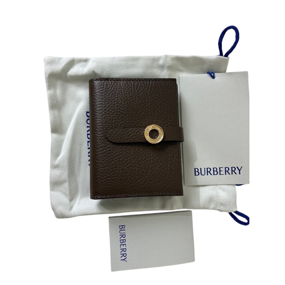 Burberry Brown Pebbled Leather Card wallet